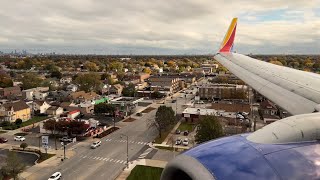 4K  Southwest Airlines Boeing 737700 N442WN Beautiful Morning Chicago Midway Landing [upl. by Menendez]