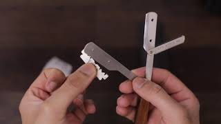 How to Load a Blade into a Shavette or Straight Razor Remove and Change [upl. by Arie516]