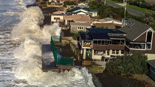 New Zealand High Tide Crashes Into Houses [upl. by Nalhsa653]