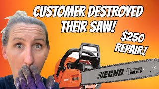 How to fix an Echo CS590 Chainsaw that got destroyed BY ONE NAIL Complete oil assembly repair Vlog [upl. by Graves766]