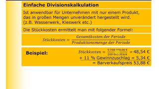 KLR  Kostenrechnung  Divisionskalkulation [upl. by Naihtsirc]