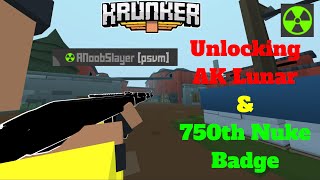 Unlocking Lunar AK and 750th Nuke Badge  Krunker Gameplay  psvm Clan [upl. by D'Arcy]