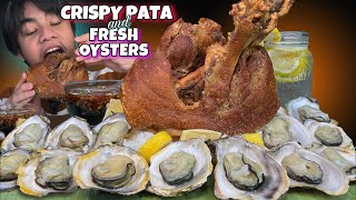 TENDER CRISPY PATA amp FRESH OYSTERS MUKBANG  Juicy Talaba and Crispy Pata  PINOY MUKBANG [upl. by Vijar]