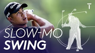 Collin Morikawas golf swing in Slow Motion [upl. by Ojillib]