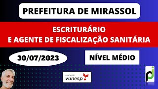 PROVA ESCRITURÁRIO QUESTÃO 15  PROVA AGENTE DE FISCALIZAÇÃO SANITÁRIA QUESTÃO 20 MIRASSOL 2023 [upl. by Tapes]