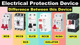 Difference between MCB MCCB ELCB RCCB RCBO RCD And MPCB  why we use this device [upl. by Christean]