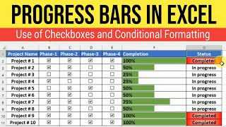 Excel Tutorial Dynamic Progress Bars with Checkboxes amp Conditional Formatting [upl. by Nnylyahs]