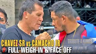 JULIO CESAR CHAVEZ SR VS HECTOR MACHO CAMACHO JR FULL WEIGH IN amp FACE OFF SHOW [upl. by Hathcock]