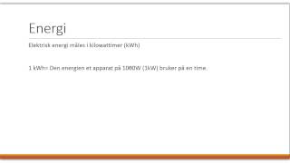 Energi og effekt i elektriske apparater [upl. by Vassell]