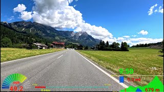 60 minute Indoor Cycling Workout Kitzbühl Austria Alps mph Display 4K Video [upl. by Netneuq]