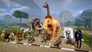 Animals VS Ancient Animals Race in Planet Zoo included Elephant Mammoth Lion Yeti Unicorn amp Kong [upl. by Nay]