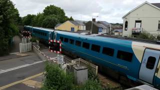 Pencoed level crossing from the left side of the bridge with double train [upl. by Retsevel526]