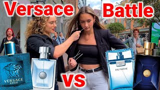 Women React to Versace Eros vs Dylan Blue vs Man Eau Fraiche vs Pour Homme 💥 Fragrance Street Battle [upl. by Notlrac]