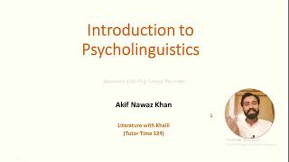 Lec1  Introduction to Psycholinguistics  Psycholinguistics  George Yule  Tutor Time [upl. by Attikram]