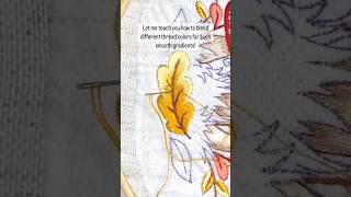 Oak leaf 🍂 embroiderytutorial longandshortstitch beginnerembroidery embroideryhoopart [upl. by Ahtan745]