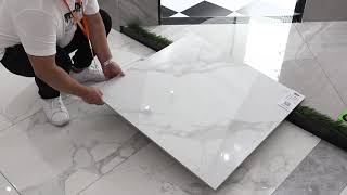 TT813 Carrara Wihte Marble Porcelain Tile [upl. by Dolhenty]