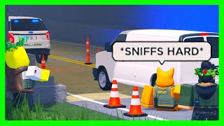 K9 FINDS ILLEGAL SUBSTANCE INSIDE OF CAR AT THE BORDER PURSUIT ERLC Roblox Roleplay [upl. by Curnin268]