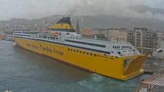 CorsicaSardinia ferries MS Mega express three arriving to port of Bastia [upl. by Einnol]