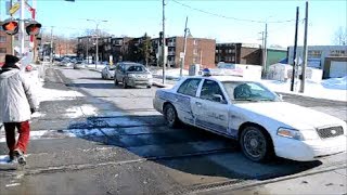 COP CAR RESPONDING  CP FREIGHT TRAIN COMING [upl. by Adnema216]