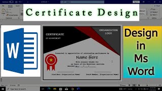 Certificate Design In Ms Word Document  Ms Word Tutorial [upl. by Aaron]