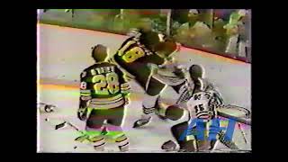 NHL Jan 31 1979 Dave LoganCHI v John WensinkBOS x2 Clips Chicago Blackhawks Boston Bruins [upl. by Ttenaej]