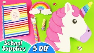 5 DIY Unicorn School Supplies  Back to School  aPasos Crafts DIY [upl. by Marcell]