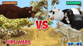 Carnivore vs Herbivore Animals Turf War  Carnivore Animal vs Herbivore Animals S1  SPORE [upl. by Fiore]