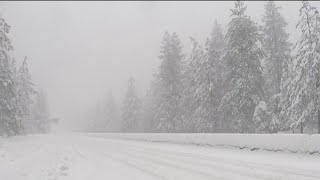 Sierra blizzard conditions force highway shutdowns [upl. by Siuol]