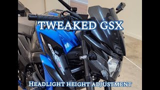 How to adjust the headlight on a Suzuki GSXS750 TWEAKED GSX S750 [upl. by Ydnew785]