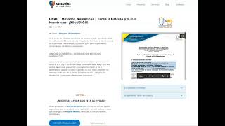 UNAD  Métodos Numéricos  Tarea 3 Cálculo y EDO Numéricas ¡SOLUCIÓN [upl. by Sixele]