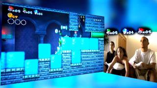 Lets Play  New Super Mario Bros Wii  World 3Castle  Coin Battle with Siblings [upl. by Gloriana]