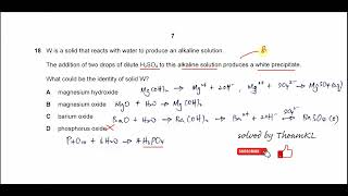 970112MJ24Q18 Cambridge International AS Level Chemistry MayJune 2024 Paper 12 Q18 [upl. by Yssirk]