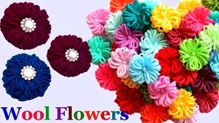 How to make Easy Woolen Flowers step by step  Handmade woolen thread flower making idea  diy [upl. by Anastice]