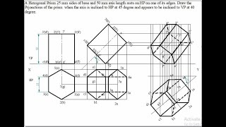 Hexagonal Prism Projection of solids [upl. by Albright]