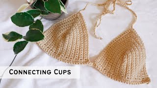 Connecting Bralette Cups  Beginner Crochet Bralette Tutorial [upl. by Laing327]