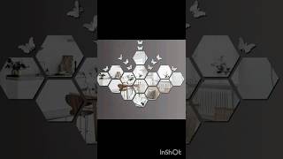 Hexagon silver mirror decor sticker  Beauty vlog  amazonfinds youtubeshorts decoration beauty [upl. by Edrahc]