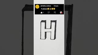 3D letter H drawing 3dart art shorts [upl. by Darcie806]