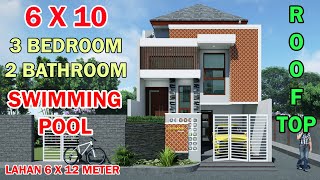 Split Level House 15 Lantai 6x10 Meter 3 Kamar 2 Toilet Mushola Swimming Pool Rooftop Lahan 6x12 [upl. by Pernick]