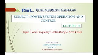 PSOC lecture 18Load Frequency ControlSingle Area Case [upl. by Sanjiv]