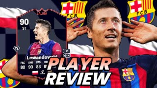 90 LA LIGA PLAYER OF THE MONTH LEWANDOWSKI SBC POTM REVIEW FC 25 ULTIMATE TEAM [upl. by Heim]