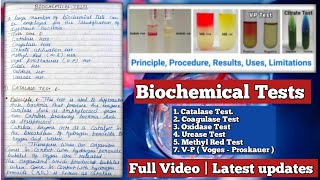 Biochemical Tests  Catalase Coagulase Citrate utilization Indole Oxidase Methyl Red Urease [upl. by Amitarp]