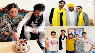 Actor Karamjit Anmol greets Bhagwant Mann’s children Seerat Mann Dilshan Mann at his home [upl. by Mich]