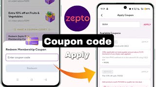 Zepto me coupon kaise use kare  zepto coupon code  zepto membership coupon code [upl. by Ojaras]