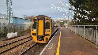 Trains and Level Crossings at Pencoed 111123 [upl. by Thisbe]