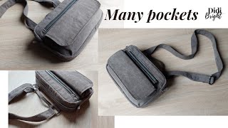 DIY Making Bag with many pockets Multi pocket crossbody bag sewing tutorial [upl. by Harilda]