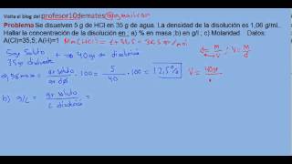 Ejercicios y problemas resueltos de disoluciones 12 [upl. by Llenod]