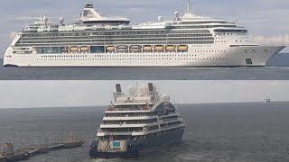 cruise ships MV Le dumont Durville amp MV Serenade of the seas leaving Tallinn [upl. by Aihsoj]