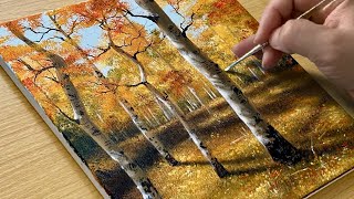 How to Draw Autumn Forest  Acrylic Painting for Beginners [upl. by Anas165]