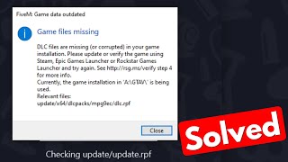 Fix fivem game data outdated dlc files are missing or corrupted in your game installation [upl. by Levey740]