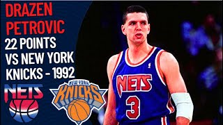 Drazen Petrovic 22 points vs New York Knicks  1992 [upl. by Yhtnomit]